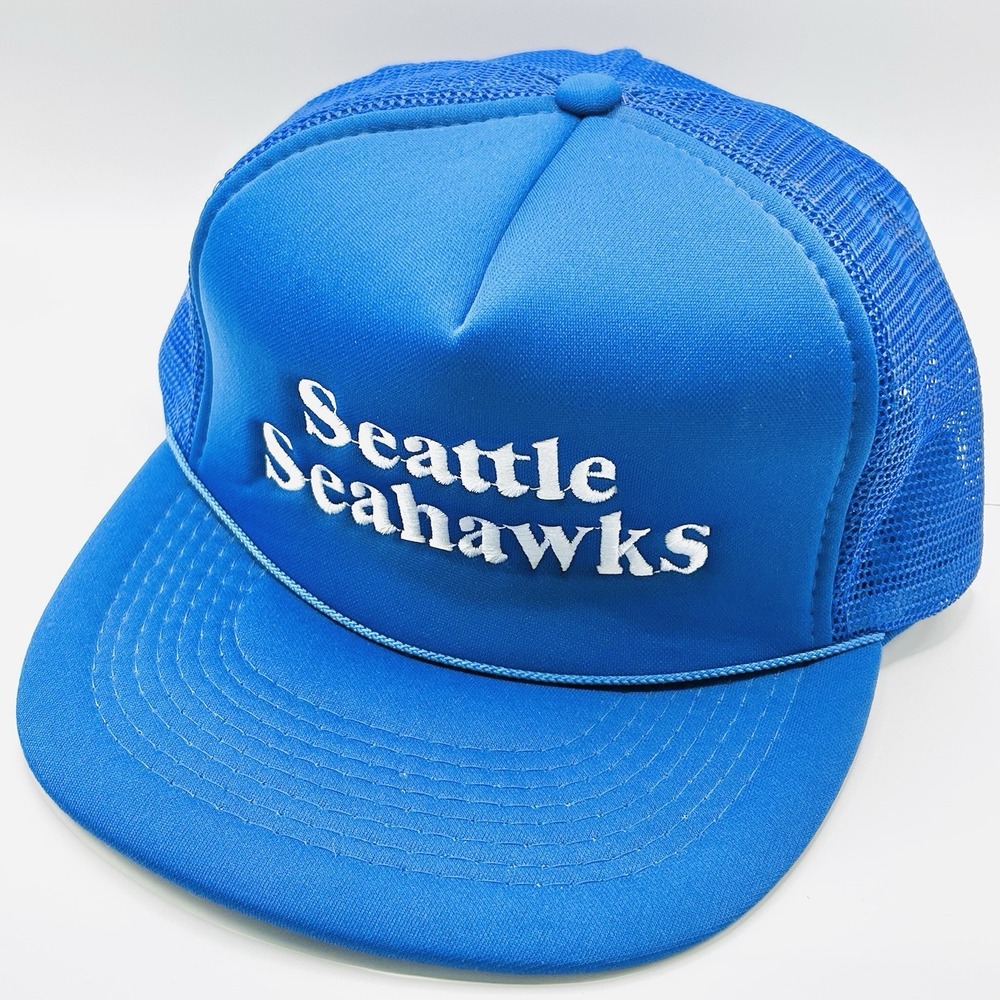 Seattle Seahawks NFL Wordmark Rope Foam Trucker Hat Cap Snapback Adjustable Blue